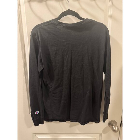 Champion T-Shirt Men's M Black Long Sleeve Logo Embroidered Crew Neck Pullover - Picture 7 of 8